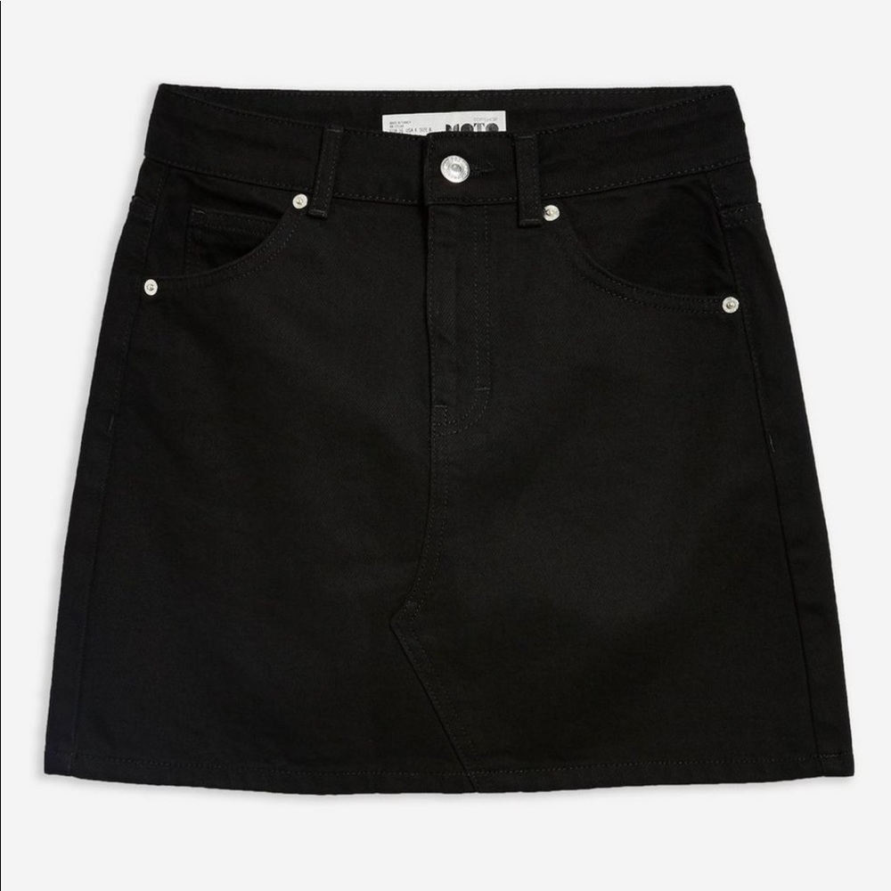 NWOT Topshop Petite Black High-Rise Denim Skirt